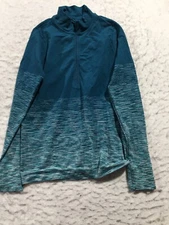 NEW Xersion Pullover Womens M Teal Blue Long Sleeve 1/4 Zip Mock Neck