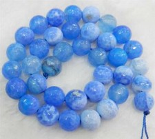 Natural Faceted 6/8/10mm Blue Dragon Veins Agate Round Gemstone Loose Beads 15"