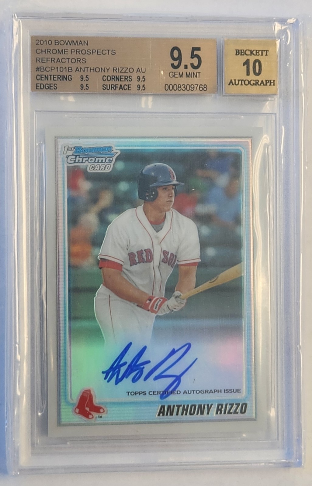 2010 Bowman Chrome Prospects Anthony Rizzo Refractor Auto 139/500 BGS 9.5/10