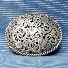Classic Western Open Work Floral Scroll Belt Buckle Cowboy Cowgirl Vtg .GTA732