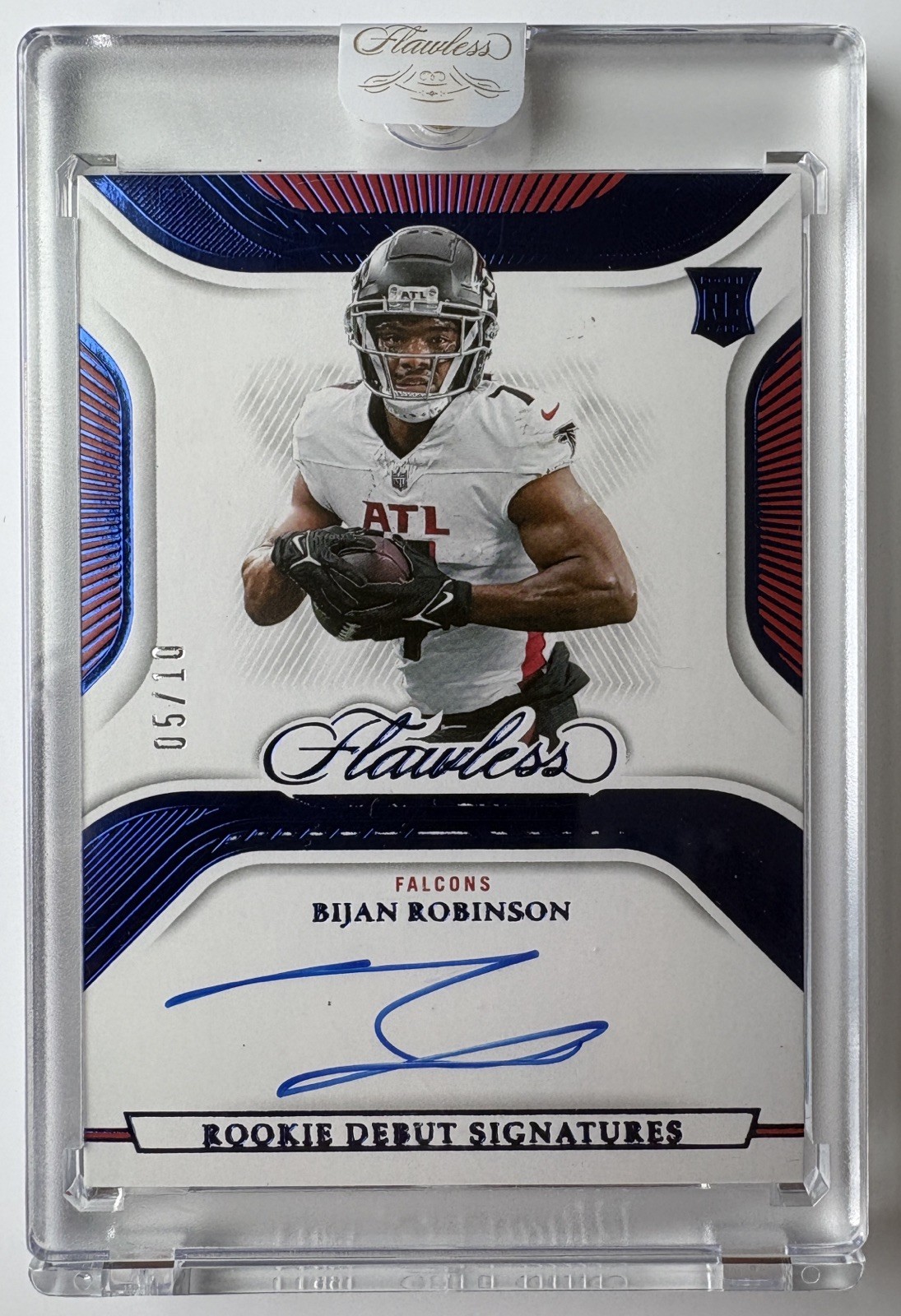 Bijan Robinson Panini Flawless Rookie Debut Signatures #RDSBRO Sapphire