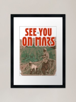See You on Mars Walking Dog Gerahmtes Gerahmtes Wandbild Poster Leinwanddruck Bild