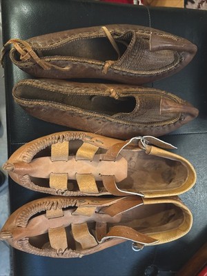 2 Pair Leather Men s Lg Opanke NOS Ethnic Balkan Shoes