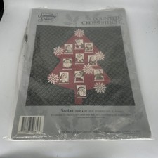 1992 Candamar "SANTAS" Set of 10 Christmas Ornaments Cross Stitch Kit 50669 New 