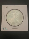 Vintage 1998 American Silver Eagle (.999%) $1 Coin; Only 4.8 Million Minted UNC