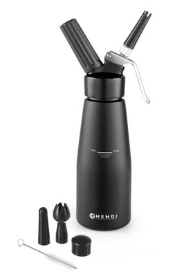 Hendi Sahnebereiter Sahnespender Set + 3 Tüllen 0,5 Liter 500 ml Schwarz NEU