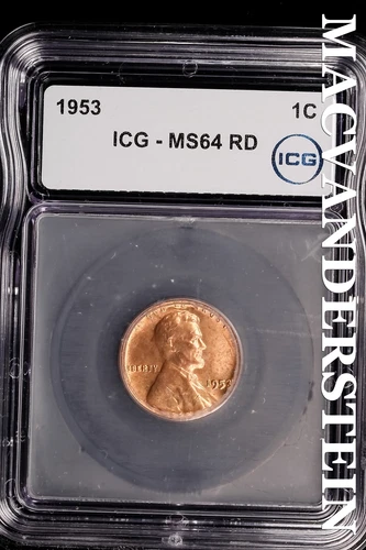 1953 Lincoln Wheat Cent- ICG-MS64 RD  Gem Brilliant Uncirculated #SLM137