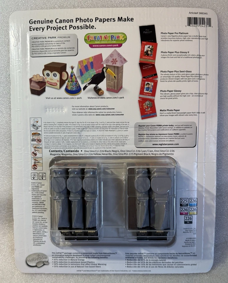 New 5 Pack Canon PGI 225/CLI 226 Cartridges Black Cyan Magenta Yellow 566345 Blk - Image 4 of 4