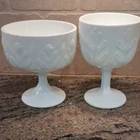 FTD White Milk Glass Pedestal Compote Bowls Set of 2 Glossy Finish