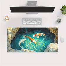40 90cm 1pc Koi Pond Design Mousepad, Keyboard Gaming Accessories Mouse Mat, Off