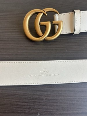 Gucci GG Marmont Wide Belt White | eBay