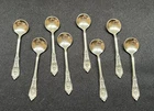(8) Wallace Sterling Silver Rose Point Salt Spoon 2 3/8”