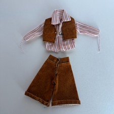 Vintage MEGO Maddie Barbie Clone Mod Faux Leather Vest And shorts vaquero 60s