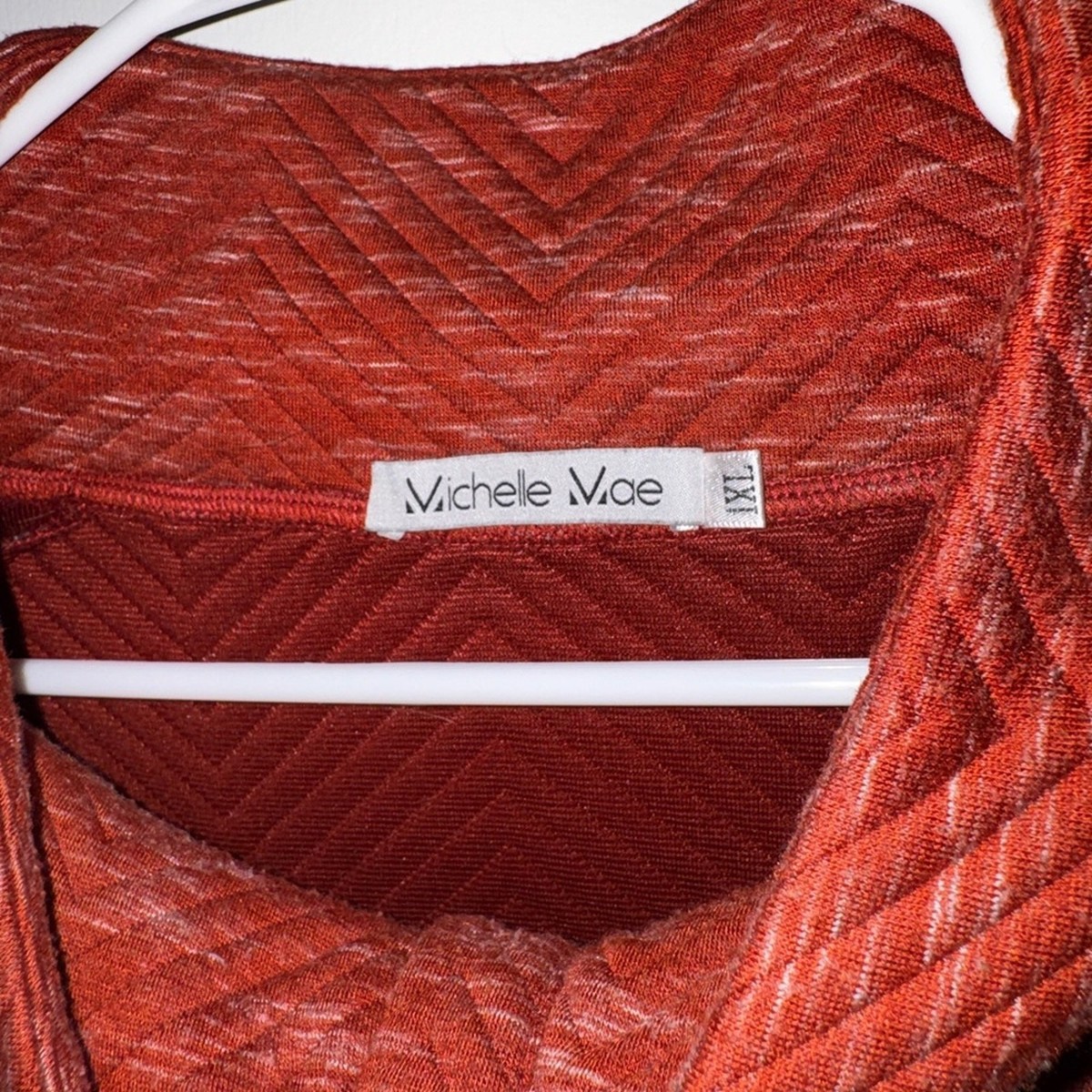 Michelle Mae Brick Red Quilted Pullover View 4