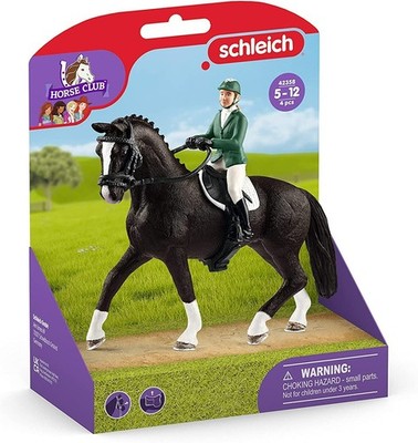 Schleich Show Jumper Rider 42358 4 Piece Set / Black Hanoverian Horse NEW IN BOX