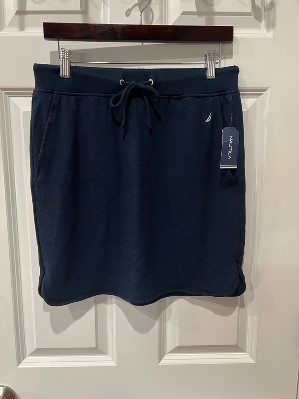 Nautica Women's Sz  Smal Solid Knit Skirt Navy Seas Blue Nautical Preppy NWT $49