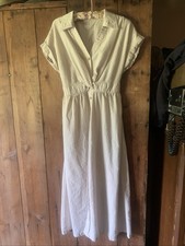 Retro Vintage Style Cottagecore Beige Ivory Button Up midi Dress