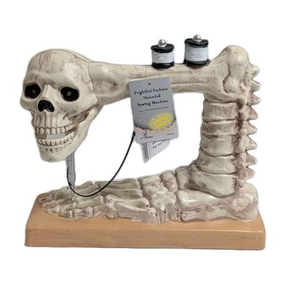 Frightful Fashion Haunted 12'' Skeleton TALKING Sewing Machine W83610 NWT