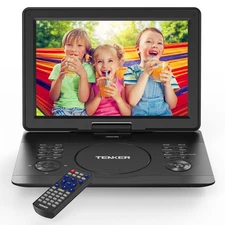 TENKER 16.9" Portable DVD Player 14.1" HD Swivel Screen Rechargeable Vedio TV