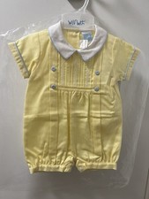 Will'beth Romper  yellow White & Blue Boys Newborn Going Home Outfit 6M New!
