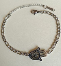 Silver Hand of Hamsa Bracelet, Adjustable, Womens Fashion Jewellery, UK Seller