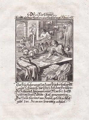 Kürschner furrier skinner Beruf profession Handwerk Weigel Kupferstich 1698