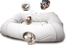 4 Ways Shuttled XL Cat Tunnel Bed for Indoor Cats Peekaboo Cat Cave Donut with C