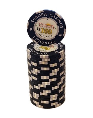 Europa Casinos Lithuania Poker Chips - Barrel of Primary 100's, B&G