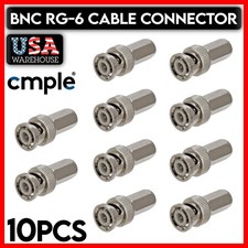 10 PCS BNC Connector Twist On Male Plug for RG-6 Coax Coaxial Cable CCTV Camera