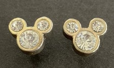 Vintage Disney Gold Over Sterling Silver 925 Earrings Mickey Mouse Signed
