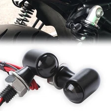 2X Motorcycle LED Turn Signal Indicator Blinker Light Mini Black Amber Bullet US