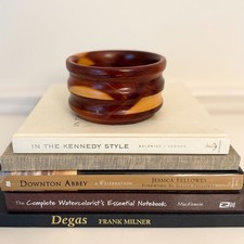 Vintage Hand-Turned Cedar Wood Bowl w/ Felt Base   3" x 5.25"   Artisan Made