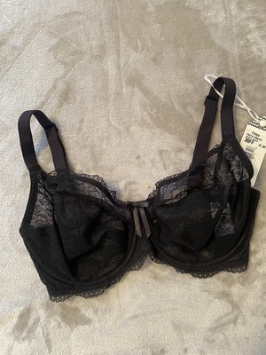 NWT Freya Fancies Bra Sz 30FF Black Lace Balconette Underwire Unlined Sheer