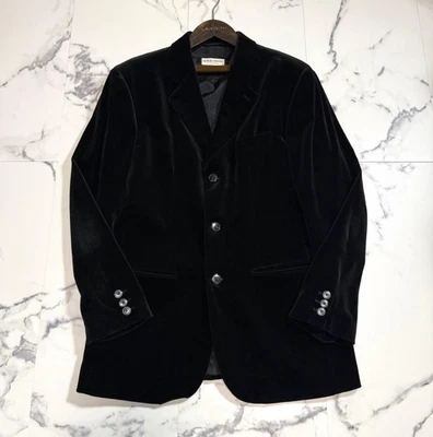 Manteau de sport Giorgio Armani velours noir coton modal simple poitrine tail... - Photo 1/4