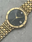 Rotary Diamond Men’s Vintage Watch Date Roman Numeral Gold Black Silver Quartz