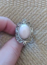 Sterling Silver pink quartz ring size 9 PTI Nepal