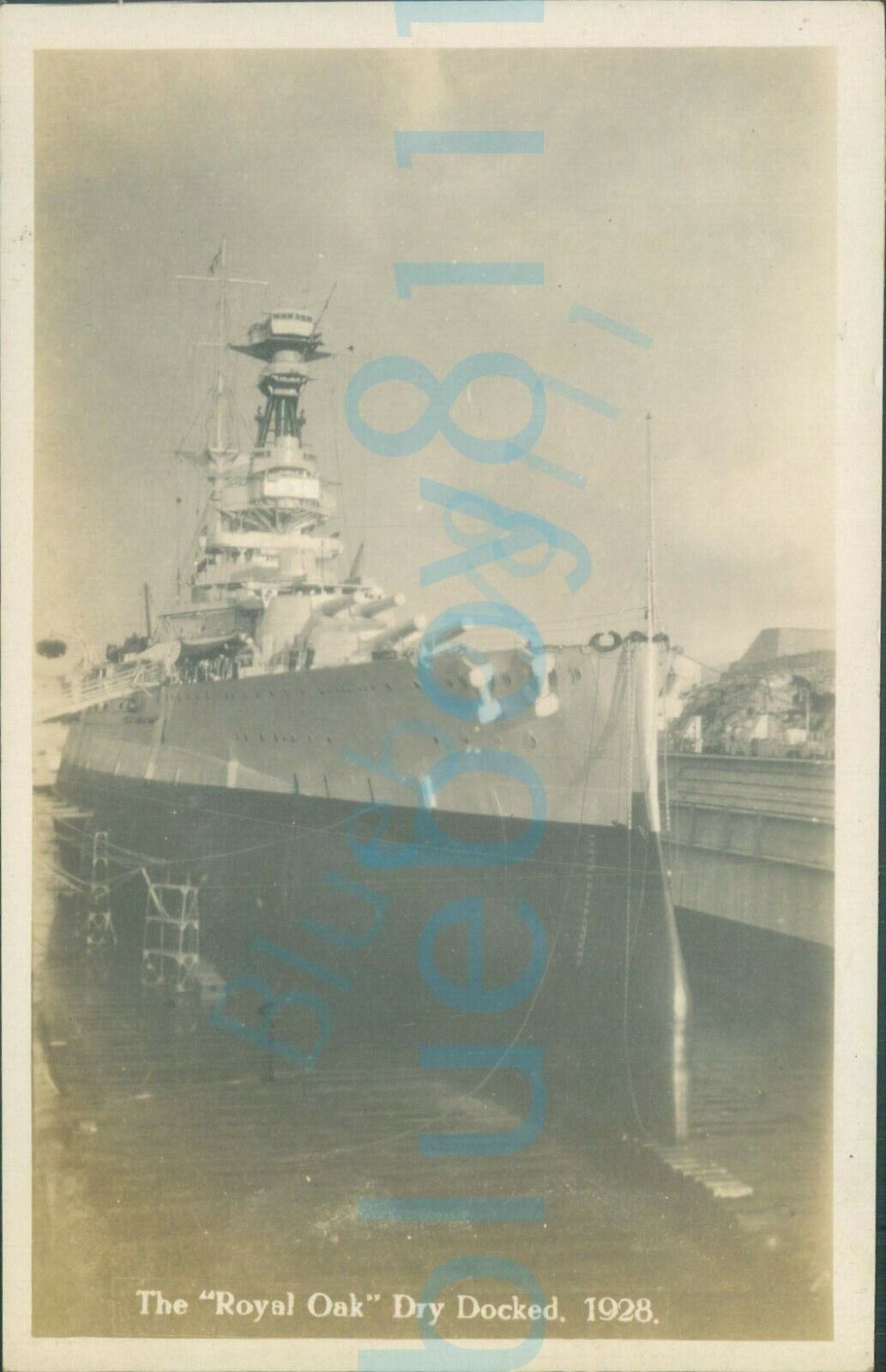 1928 Royal Oak Navy Officer's Photo Dry Docked in port