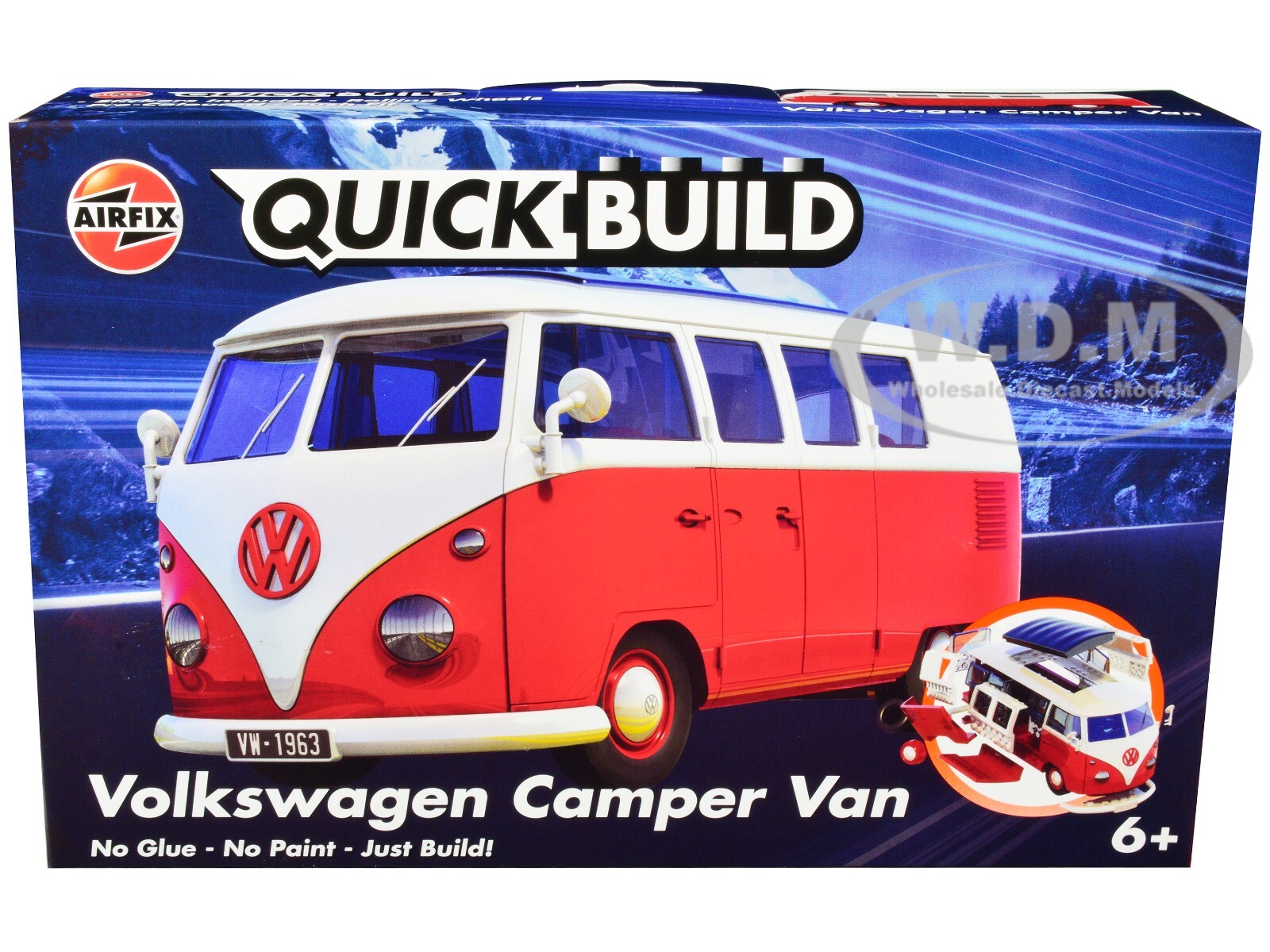 АВТОМОБИЛЬНЫЙ КОМПЛЕКТ ДЛЯ КЕМПИНГА VOLKSWAGEN CAMPER VAN RED ОТ AIRFIX QUICKBUILD J6017