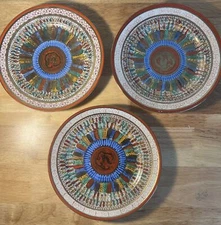 Antique Japanese Nippon Hand Painted "Thousand Faces" Plates (3) 8.5” Wide