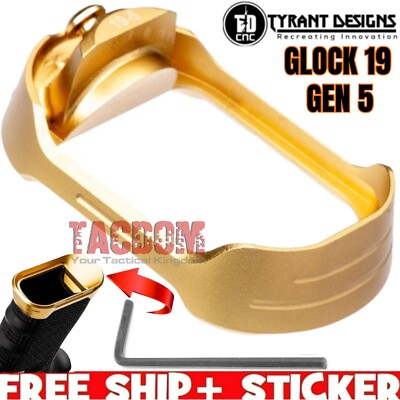 Tyrant Designs Billet 6061 Aluminum GOLD Magwell for Gen 5 Glok 19 23 mag Gold