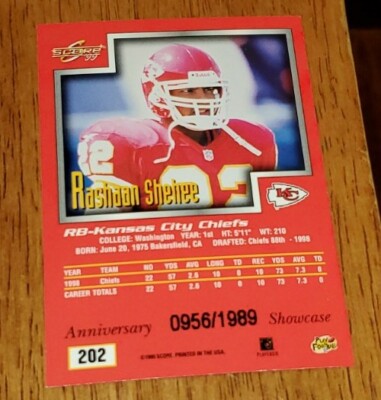 1999 Score 10th Anniversary Showcase /1989 Rashaan Shehee #202 | eBay