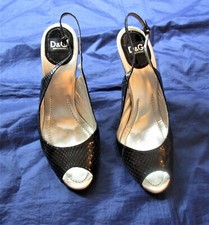 DOLCE & GABBANA SLINGBACK SIZE 8 BLACK HIGH HEEL-EXCELLENT CONDITION-4" HEEL