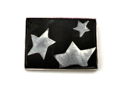 SUSAN DYER Handmade Artisan Sterling Silver Polymer Clay Stars Brooch Pin Signed