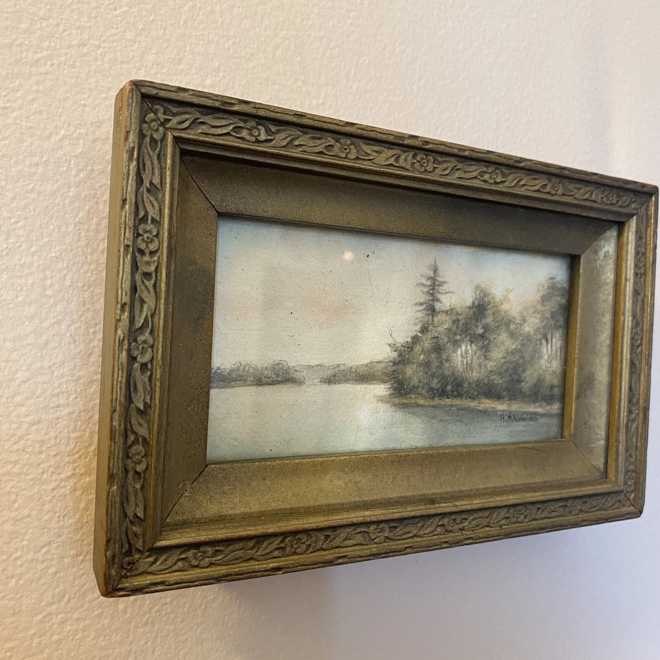 Original Antique H.M. Sinclair 19th Century Miniature Water Color Painting - Image 3 of 4