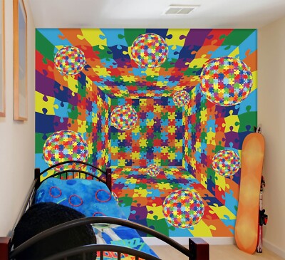 3D Farbe Puzzle Q6113 Tapete Wandgemälde Fototapete Selbstklebend Panda