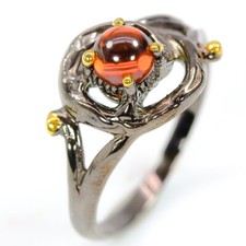Handmade Jewellry Gift Natural Garnet Silver ring 925 Sterling / RVS301