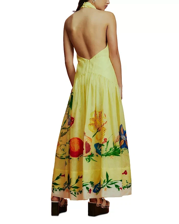 Maxi Vestido Halter Dalia Estampado Floral Multi Amarillo G1N con Etiquetas Alemais L94106 Foto 3 de 4