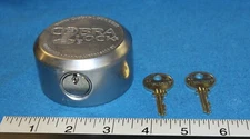 Cobra heavy steel satin puck lock with Medeco 64S cylinder & 2 keys -Tested good