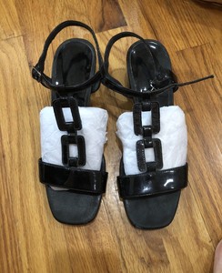 black patent leather sandals block heel