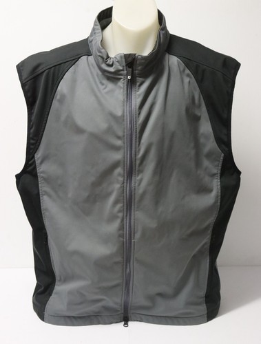 Men's FJ FootJoy Black & Grey Full Zip Golf Vest - Size XL